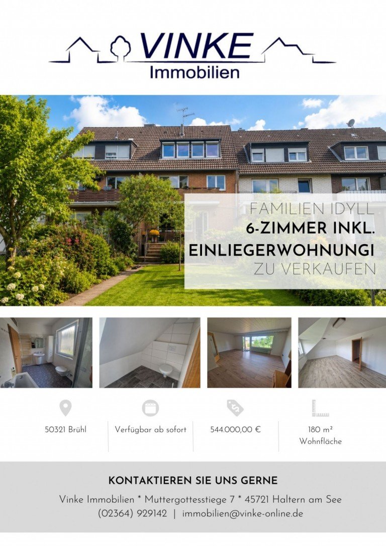 Deckblatt Br�hl Reihenmittelhaus Familien-Idyll in Br�hl-Ost Reihenmittelhaus mit Einliegerwohnung
