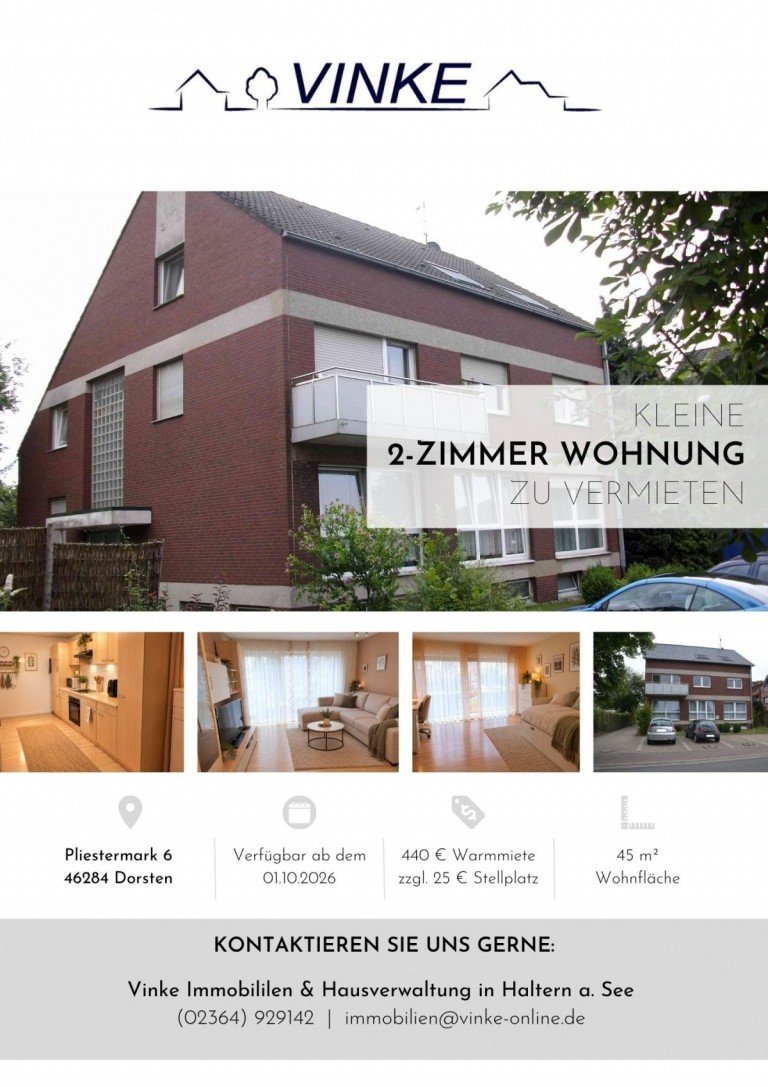 Deckblatt Dorsten Wohnung 2 Zimmer Wohnung im ruhigen Dorsten-Holsterhausen